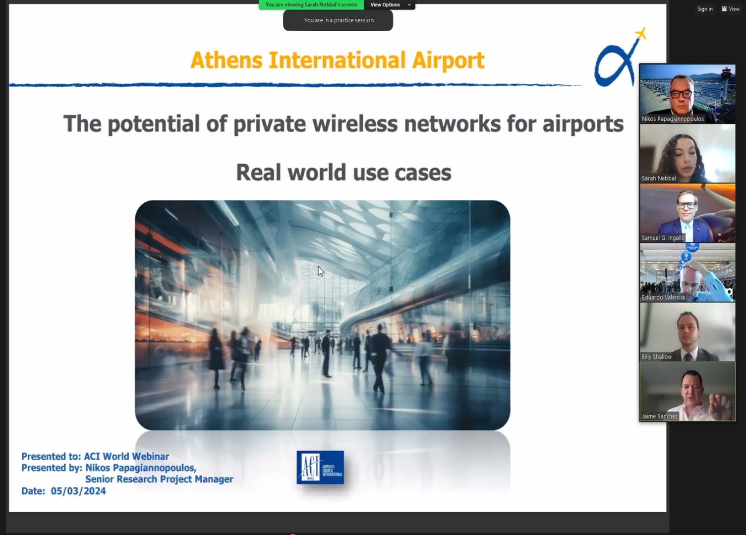Use case presentation at ACI World Webinar for Private Wireless Networks.